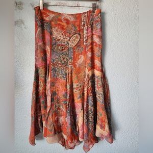 Ralph Lauren Vibrant Patchwork A-Line Silk Skirt